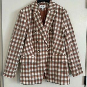 Nine West Brown Plaid Blazer